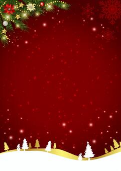 Christmas2622 針葉樹,丘,木,ポインセチア,星,雪,結晶,クリスマス,キラキラ,かわいいのイラスト素材