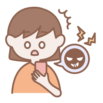 SNSの書き込みを見て驚く女性