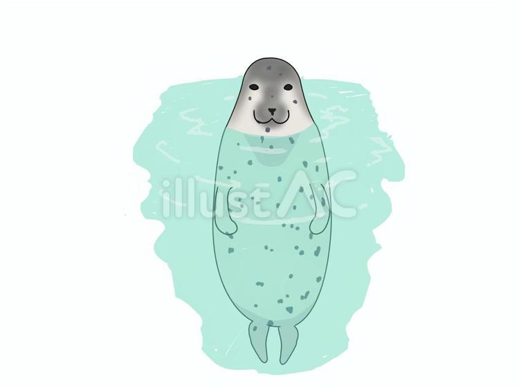 ゴマフアザラシ（茶柱） ゴマフアザラシ,アザラシ,動物のイラスト素材