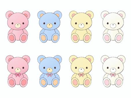 パステルカラーのテディベアセット テディベア,くま,ぬいぐるみ,生活,玩具,おもちゃ,パステル,ピンク,水色,黄色のイラスト素材