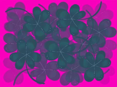 デフォルメしたクローバー、ピンク背景 クローバー,デフォルメ,シンプル,かわいい,手描き,ピンク,春,背景,葉っぱ,葉のイラスト素材