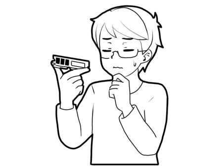 【白黒】メモリについて考える【線画】 パソコン,メモリ,パーツ,考える,自作,男性,半導体,白黒,線画のイラスト素材