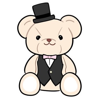 ウエディングベア　シロクマ　タキシード 熊,テディベア,ウエディングベア,結婚式,結婚,お祝い,祝福,ぬいぐるみ,かわいい,ウエディングのイラスト素材