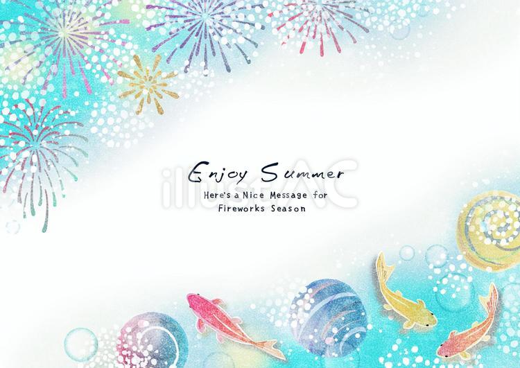 涼しげな夏祭りのフレーム033 夏,夏祭り,フレームのイラスト素材