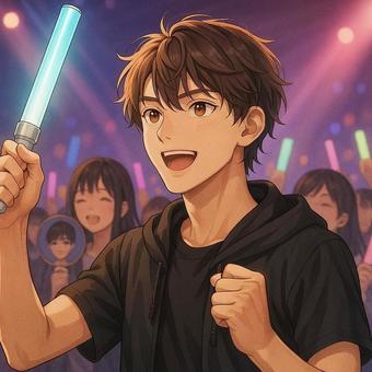 推し活ライブ☆ペンライトで応援する少年