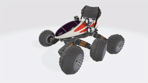 6ホイールオフロードラリーマシン② オフロード,タイヤ,悪路,コックピット,ライト,ev,走行,モーター,予備タイヤ,ホイールのイラスト素材