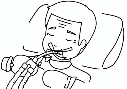 人工呼吸器とおじいさん デフォルメ線画 人工呼吸器とおじいさん デフォルメ線画 人工呼吸器,医療機器,おじいさん,男性,高齢者,治療,線画のイラスト素材