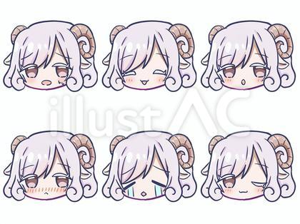 ヒツジの女の子表情6種②