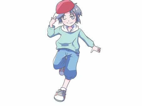 元気な男の子 男の子,元気,子ども,小学生,やんちゃ,くすみカラー,動画,挿絵,プリントのイラスト素材