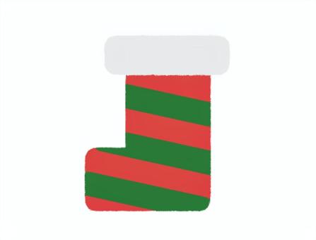 クリスマスカラーの靴下のゆるいイラスト クリスマス,冬,靴下,ソックス,装飾,飾り,手描き,手書き,背景透過,イラストのイラスト素材