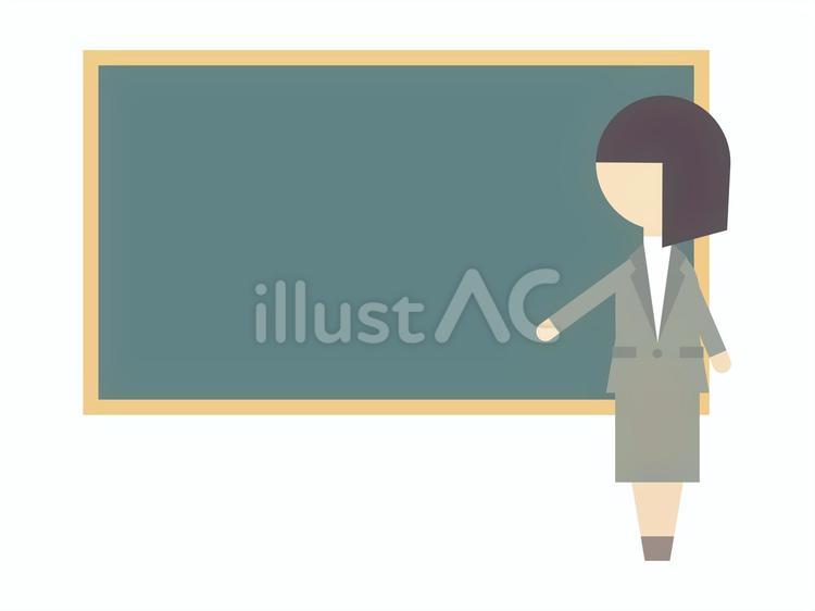 スーツの女性と黒板 女性,人物,黒板のイラスト素材
