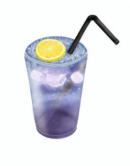 夜空のソーダ ソーダ,夜空,炭酸,サイダー,夜,紫,サワー,夏,コップ,ストローのイラスト素材