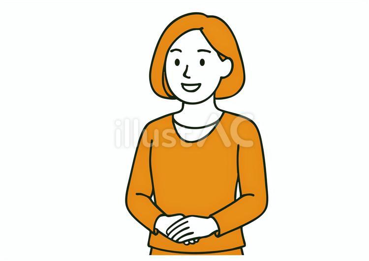 丁寧な印象の女性スタッフが笑顔で対応 女性,笑顔,丁寧のイラスト素材