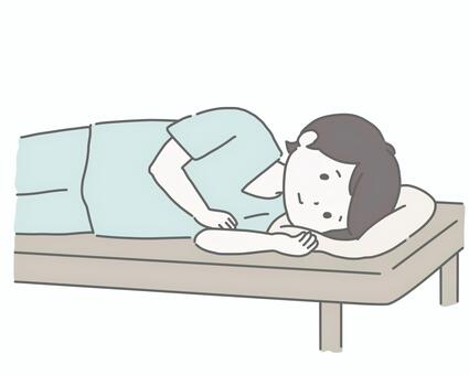 胃カメラ検査で横になる男性 胃カメラ,内視鏡検査,健康診断,人間ドック,不安,緊張,恐怖,男性,健診,医療のイラスト素材