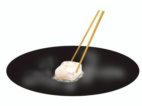 牛脂を加熱した鉄板で溶かす 牛脂,鉄板,料理,調理,油,加熱,すき焼き,食材,食べ物のイラスト素材