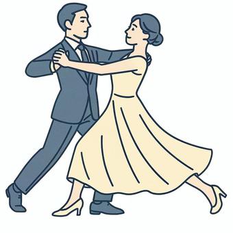 スローフォックストロット 社交ダンス,ダンス,カップル,スローフォックス,ペア,フォーマル,優雅,ワルツ風,ドレス,タキシードのイラスト素材