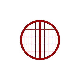 和風の丸い障子窓（赤） 和風,窓,丸,風流,趣深い,シンプルのイラスト素材