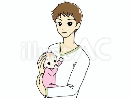 赤ちゃんを抱くパパ_上半身③