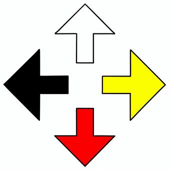 上下左右の矢印のイラスト 矢印,上下左右,十字,全方向,方向,四方,十字キー,黒,白,赤のイラスト素材