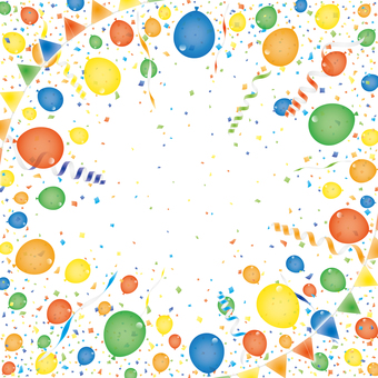 紙吹雪53 紙吹雪,リボン,風船,旗,背景,飾り,パーティー,パレード,イベント,舞うのイラスト素材