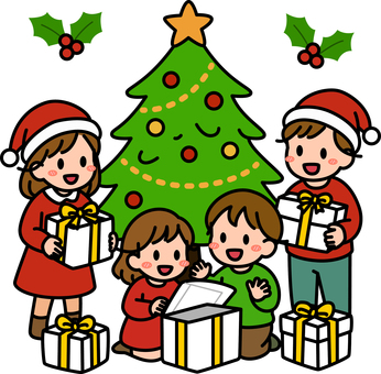 白のプレゼントを貰う子供たちです。 プレゼント,シンプル,ギフト,喜ぶ,受け取り,サプライズ,笑顔,贈り物,手渡し,お祝いのイラスト素材