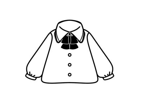 長袖のリボン白シャツイラスト 服,シャツ,アパレル,ファッション,生活,身だしなみ,手描き,長袖,白,リボンのイラスト素材