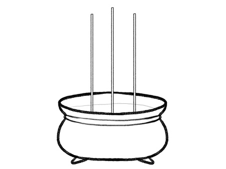 線香立て線画 線香立て,線香,葬式,仏具,仏壇,生活,手描き,背景透過,線画のイラスト素材