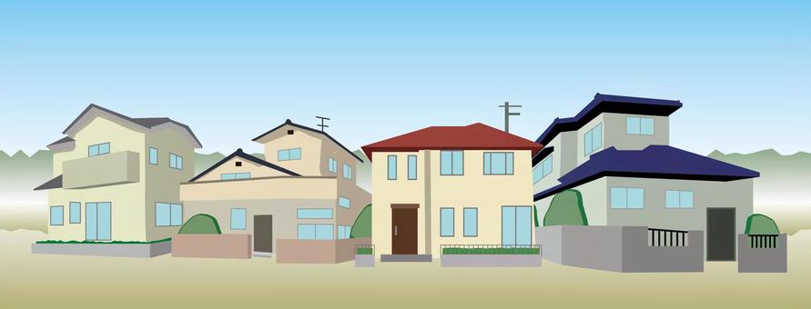 住宅地　　 住宅地,民家,一軒家,建物,並ぶ,生活,町,風景のイラスト素材