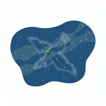 わし座 夏,星座,夏の大三角,七夕,㋆,夜空,わし座のイラスト素材