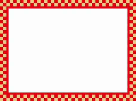 格子柄フレーム 赤×金 02 格子柄フレーム 赤×金 02 フレーム,枠,背景,和柄,格子柄,正月,年賀状,メッセージカード,グリーティングカード,お祝いのイラスト素材