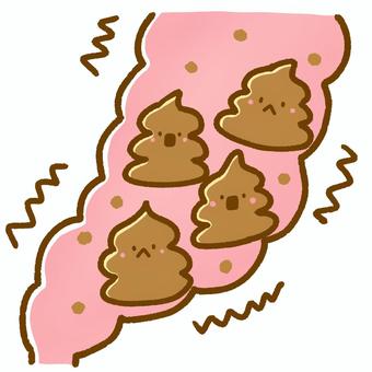 便秘の腸 便秘,うんち,うんこ,不調,腸,不健康,つまる,かたまる,ワンポイント,挿絵のイラスト素材