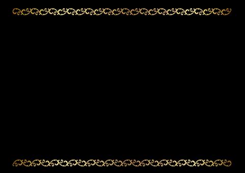 エレガンス上下フレーム2025②金黒 エレガント,フレーム,ゴールド,ライン,飾り枠,クラシック,デコレーション,葉,ボタニカル,グラフィックのイラスト素材