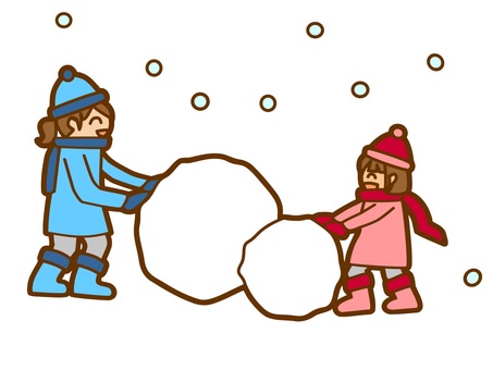 Snowman making (girls), , JPG and PNG