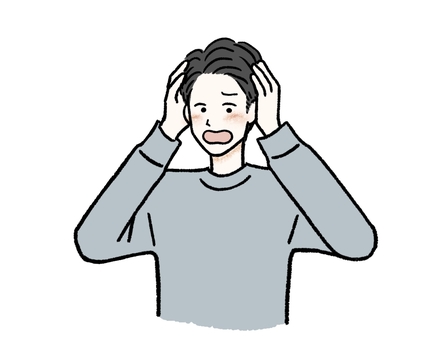 頭を抱える・慌てる男性 頭,抱える,どうしよう,びっくり,ショック,驚く,驚いてる,慌てる,男性,男のイラスト素材