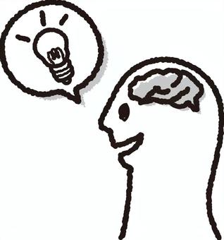 ひらめく脳 脳,ひらめき,アイデア,考え,頭の中,電球,頭脳,脳内,活性化,思いつくのイラスト素材