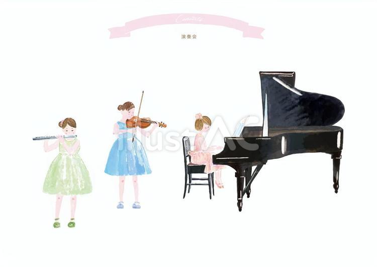 女の子たちの演奏会02 子ども,演奏,バイオリンのイラスト素材