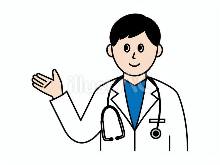 医師の男性（案内・説明） 医師,男性,白衣のイラスト素材