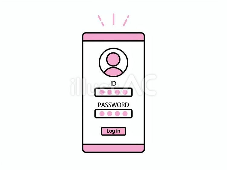 スマホのログイン画面 スマホ,スマートフォン,パスワードのイラスト素材