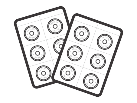 薬（トローチ・シート２枚）01-03 薬,トローチ,喉,ブリスターパック,ptpシート,薬局,病院,病気,治療,アイコンのイラスト素材