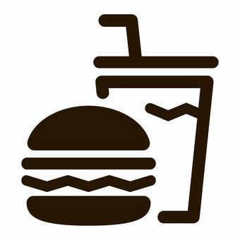 ハンバーガーとドリンクのシンプルアイコン ジャンクフード,ファストフード,ファーストフード,ハンバーガー,ドリンク,ジュース,食べ物,アイコン,飲み物,食事のイラスト素材