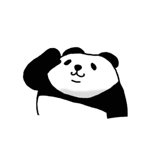 パンダシリーズ　眩しい〜 パンダ,かわいい,動物,眩しい,眺める,仰ぐ,影,笑顔,見上げる,バストアップのイラスト素材