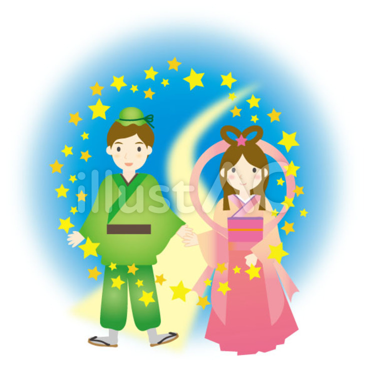 おりひめとひこぼし 織姫,彦星,おりひめのイラスト素材
