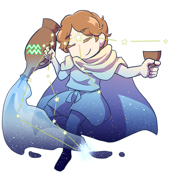 水瓶座 人物,男性,水瓶,星,フォーマルハウト,ギリシャ神話,ガニュメデス,星座のイラスト素材