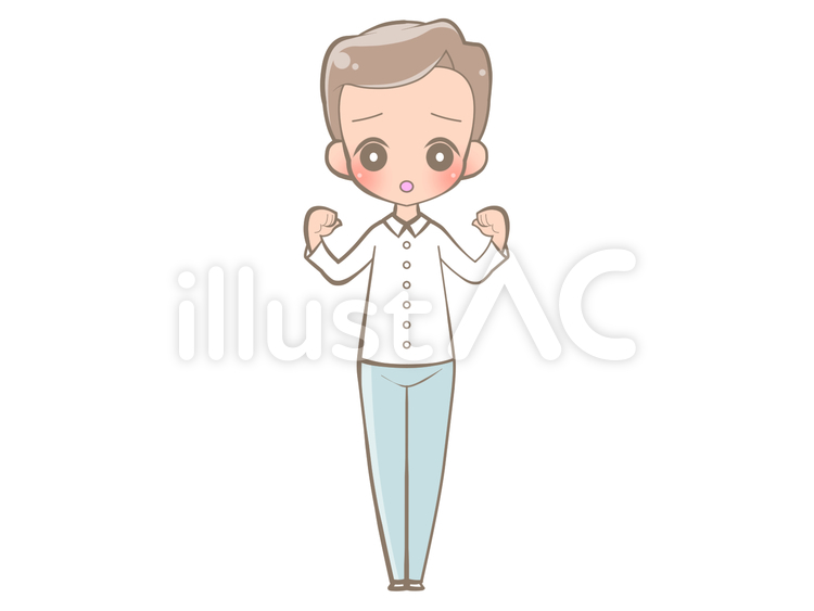 全身-拳-男性-悲しい210120 男性,悲しい,ガッツポーズのイラスト素材