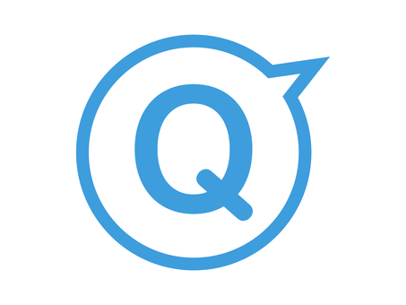 シンプルなQ　ふきだし左下　フチ有 クイズ,ｑ＆ａ,q,クエスチョン,質問,青,ふきだし,文字,マーク,シンプルのイラスト素材