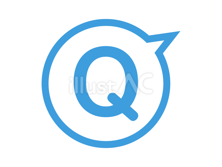 シンプルなQ　ふきだし左下　フチ有 クイズ,ｑ＆ａ,qのイラスト素材
