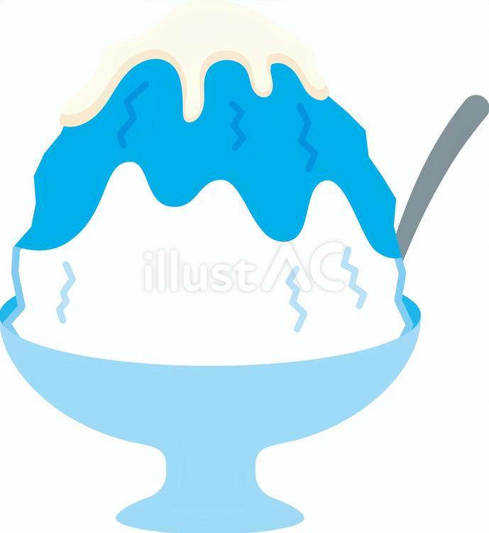 ブルーハワイ味のかき氷　練乳がけ ミルク,練乳,甘いのイラスト素材