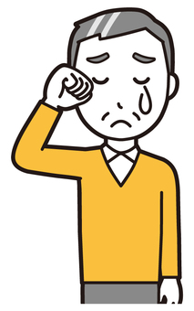  ニット中年男性(黄)-217-バスト 泣く,おじさん,男性,中年,お父さん,パパ,シニア,ミドルエイジ,人物,かわいいのイラスト素材