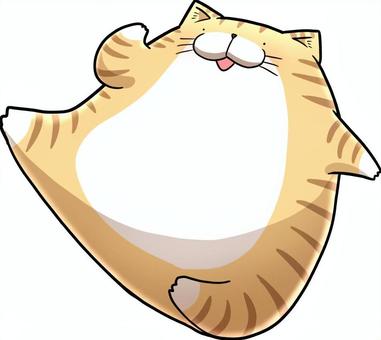 キックするネコ ネコ,動物,ペット,丸い,茶トラ,ゆるい,かわいい,キックのイラスト素材