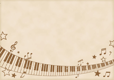 掠れたピアノのクラフト紙 ピアノ,鍵盤,クラフト紙,背景,掠れ,音符,星,ト音記号のイラスト素材